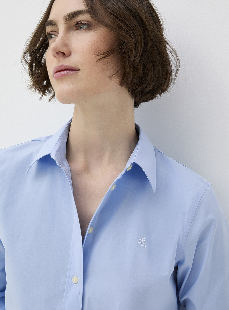 Lauren Ralph Lauren: La chemise popeline bleue Bleu p&acirc;le - Bleu ciel pour femme