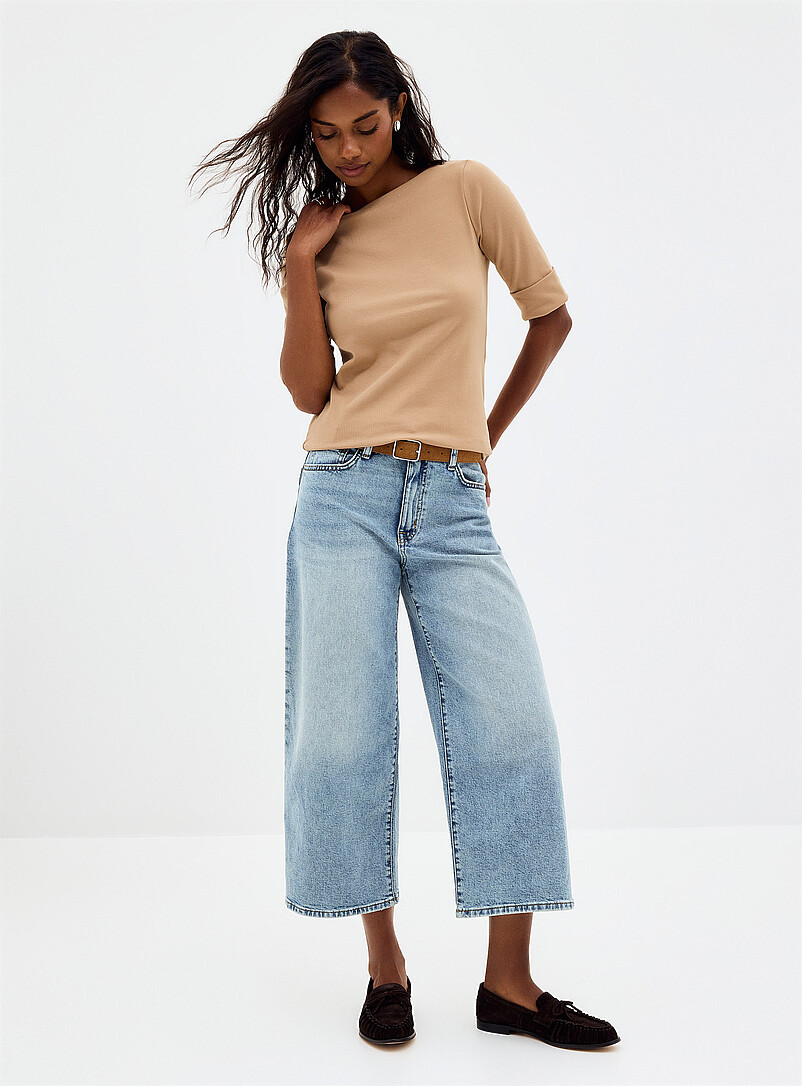 High Rise B Cropped faded jean Fit: Wide leg, high rise | Lauren Ralph Lauren ...