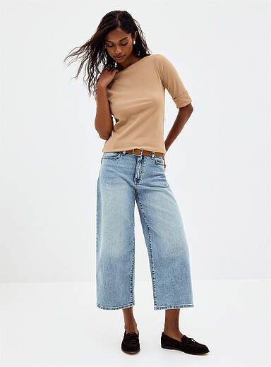 Cropped faded jean <b>Fit: Wide leg, high rise</b>