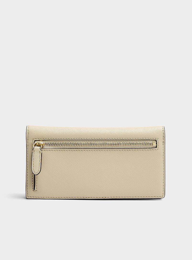 Lauren Ralph Lauren: Le portefeuille pliable cuir textur&eacute; Brun pour femme