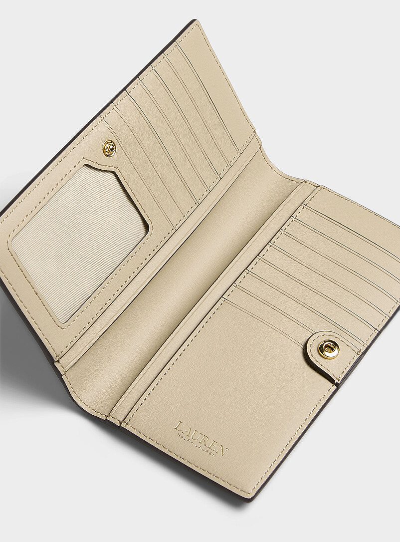 Lauren Ralph Lauren: Le portefeuille pliable cuir textur&eacute; Brun pour femme