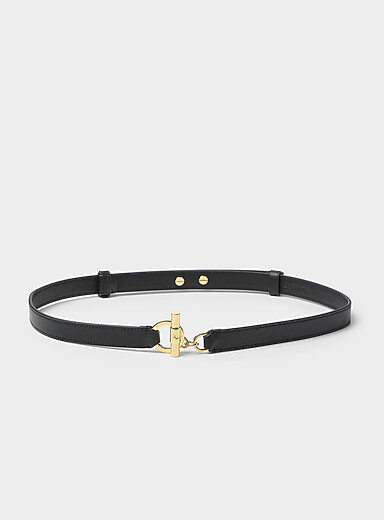 Toggle and ring thin leather belt