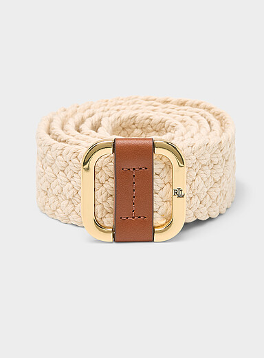 Square-buckle braided cord belt