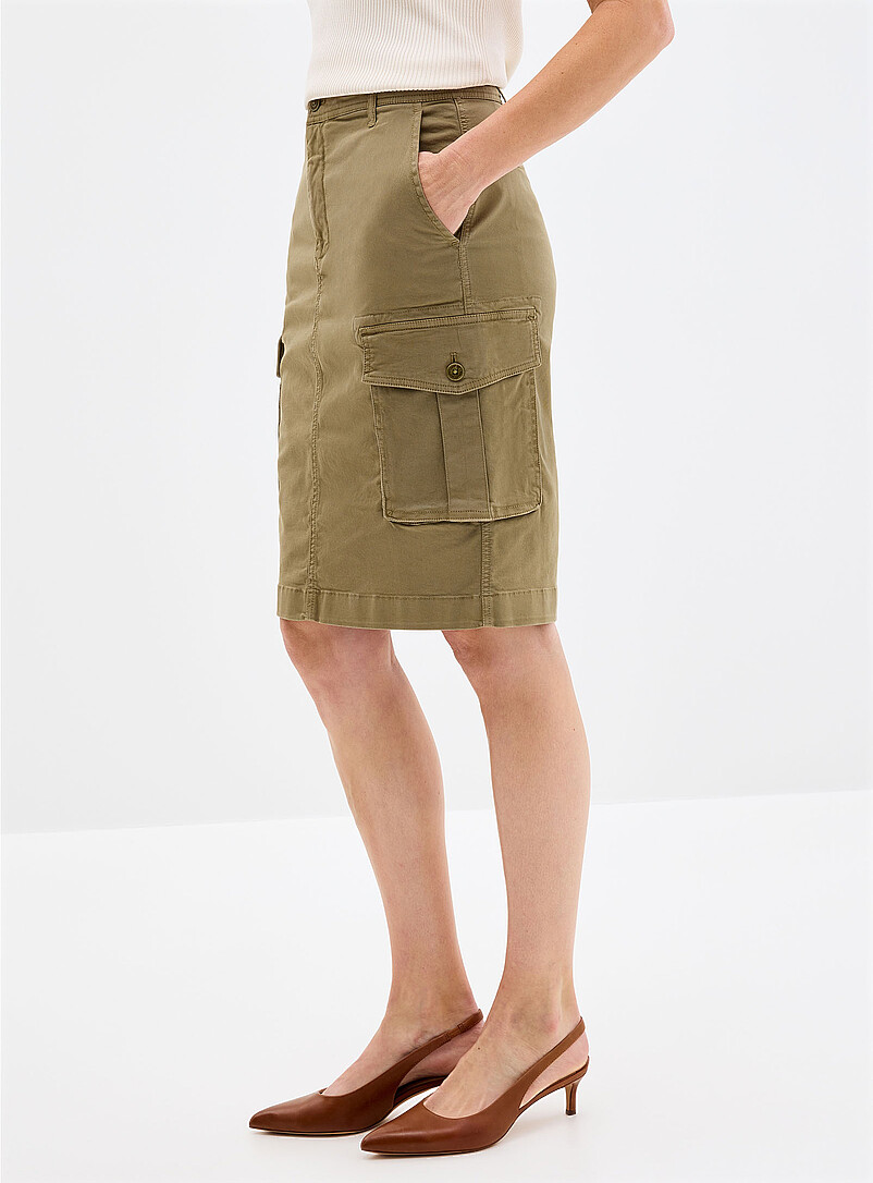 Lauren Ralph Lauren: La jupe cargo &eacute;troite coton extensible Kaki - Sauge - Olive pour femme