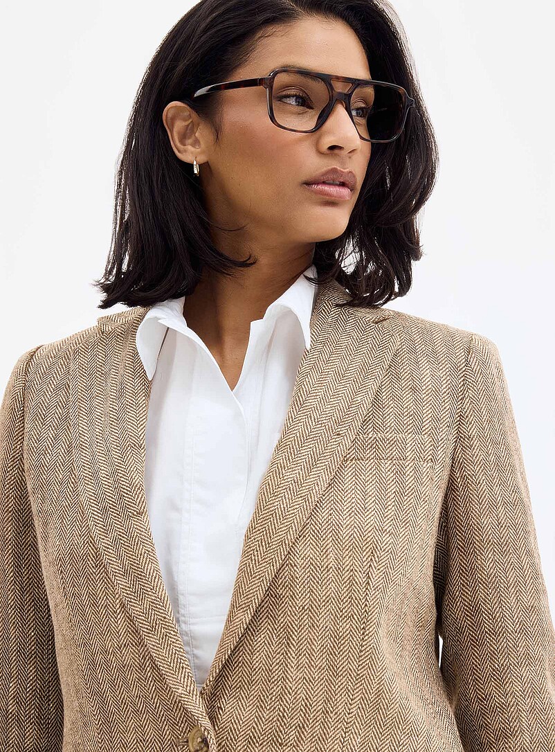 Lauren Ralph Lauren: Le veston chevrons lin Brun clair pour femme