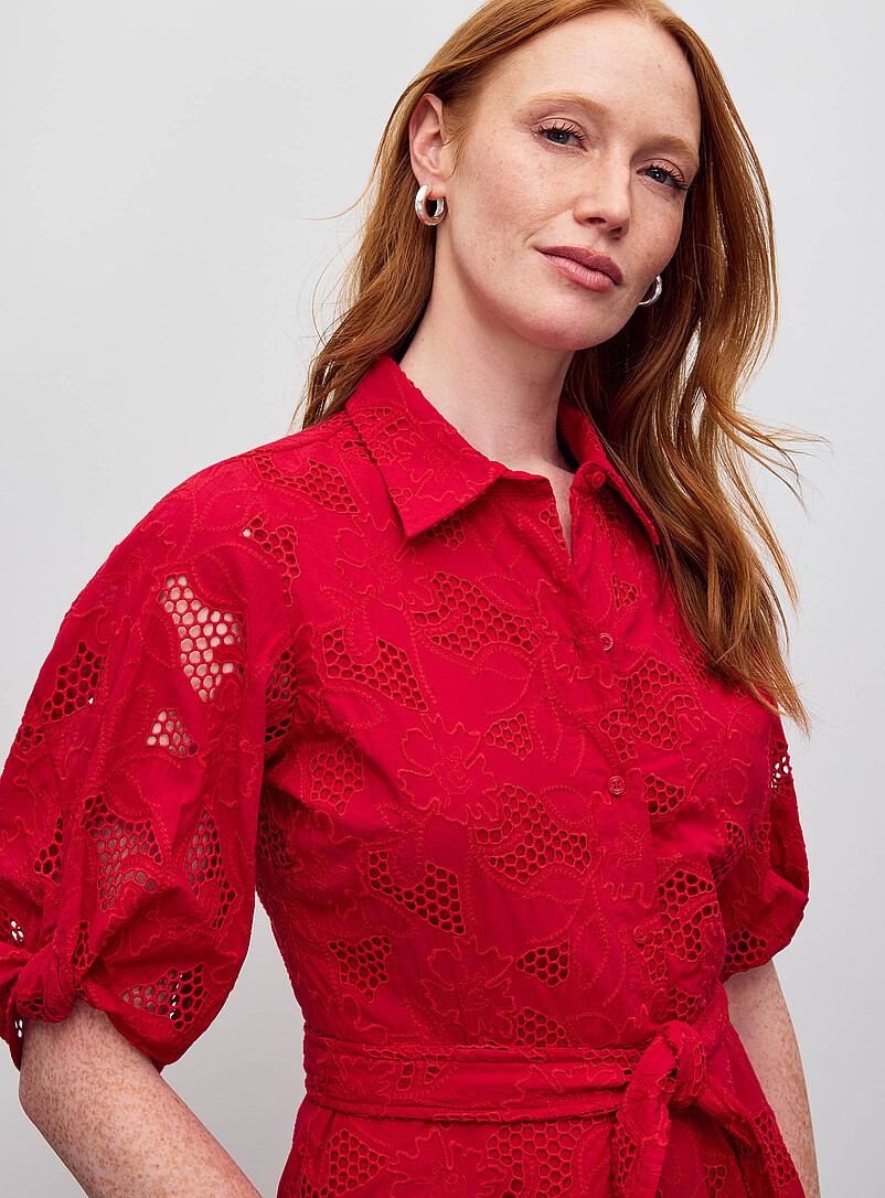 open lace back dress Mela Rust Broderie Anglaise Cotton Midi Dress  Finery London