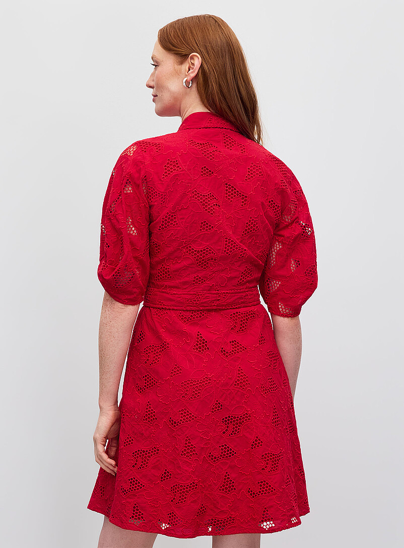 Lauren Ralph Lauren: Le robe chemise broderie anglaise rouge vibrant Rouge pour femme