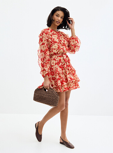 Scarlet garden ruffled dress