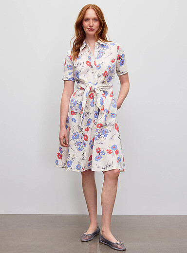 Le robe chemise douces fleurs pur lin