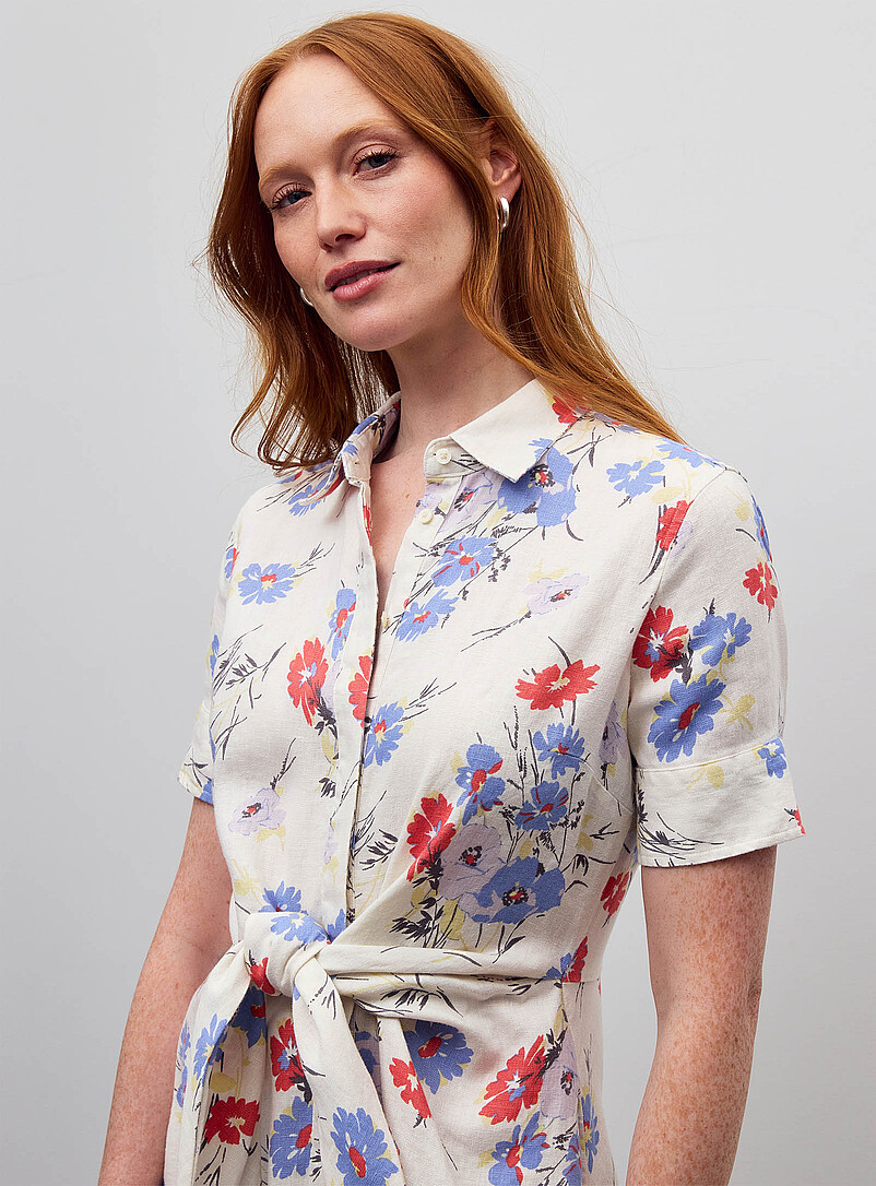 Lauren Ralph Lauren: Le robe chemise douces fleurs pur lin &Eacute;cru &agrave; motifs pour femme