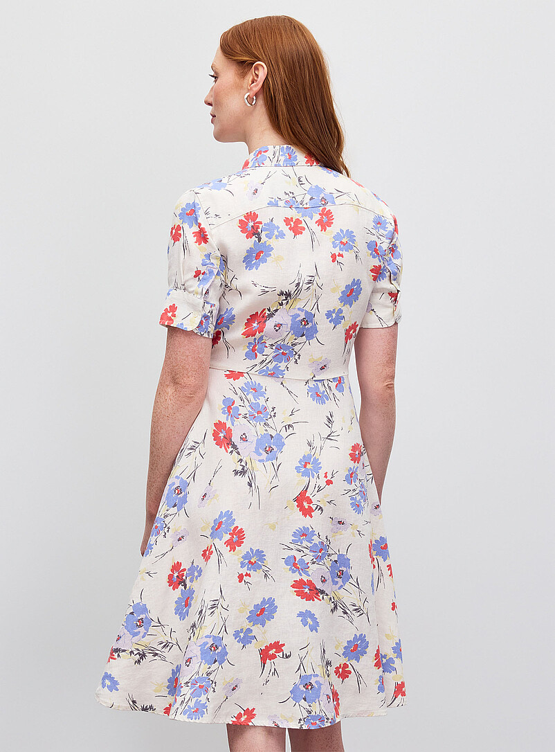 Lauren Ralph Lauren: Le robe chemise douces fleurs pur lin &Eacute;cru &agrave; motifs pour femme