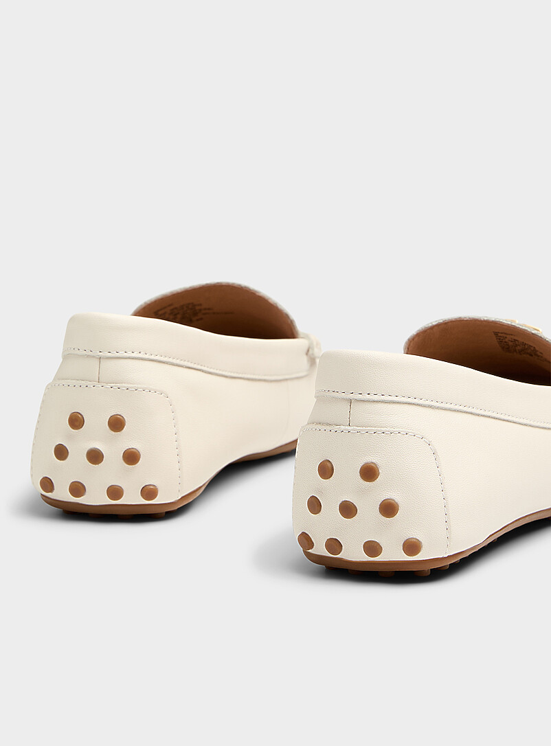 Lauren Ralph Lauren: Le fl&acirc;neur cuir vanille Barnsbury Femme Ivoire - Beige cr&egrave;me pour femme