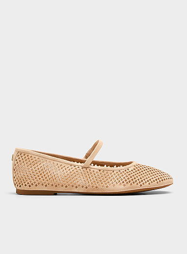 Lauren Ralph Lauren: La ballerine su&egrave;de ajour&eacute; Jayna Femme Sable pour femme