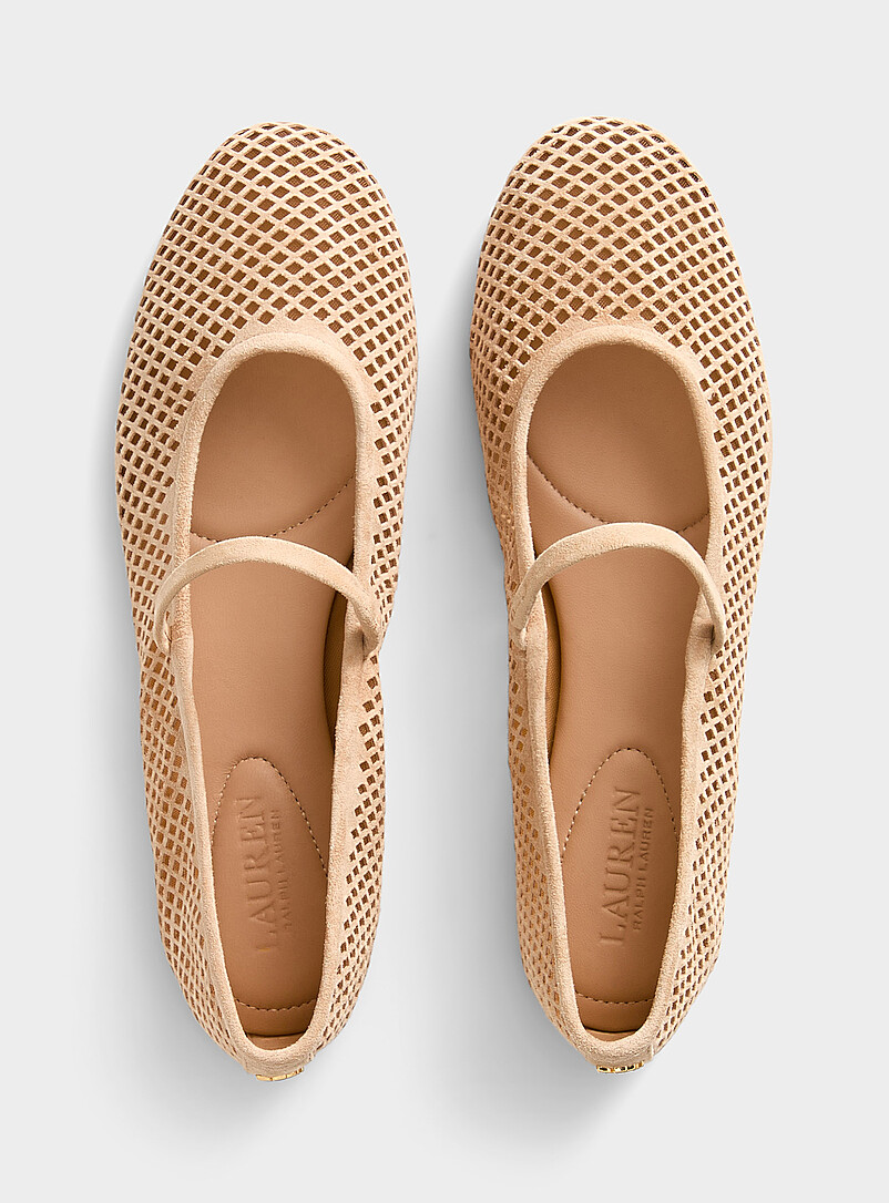 Lauren Ralph Lauren: La ballerine su&egrave;de ajour&eacute; Jayna Femme Sable pour femme