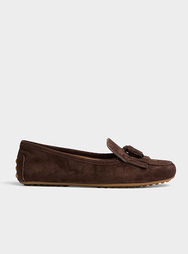 Cacao Tayte fringed suede loafers Women