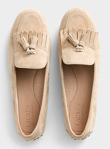 Sand Tayte fringed suede loafers Women