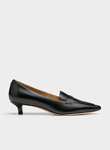Lauren Ralph Lauren Black Francesca black glazed leather loafer pumps Women for women