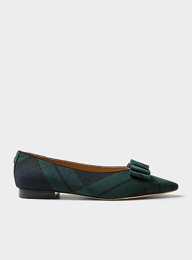 Lauren Ralph Lauren Navy/Midnight Blue Audri pointed tartan bow ballet flat Women for women