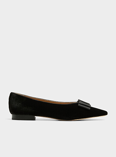 Lauren Ralph Lauren: La ballerine velours pointue &agrave; boucle Audri Femme Noir pour femme