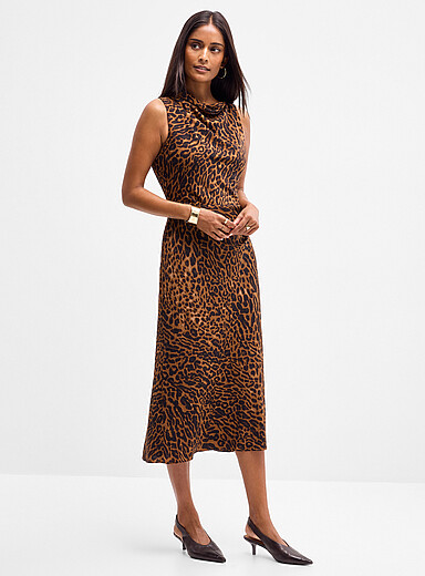 Lauren Ralph Lauren Leopard Leopard-print draped chiffon dress for women