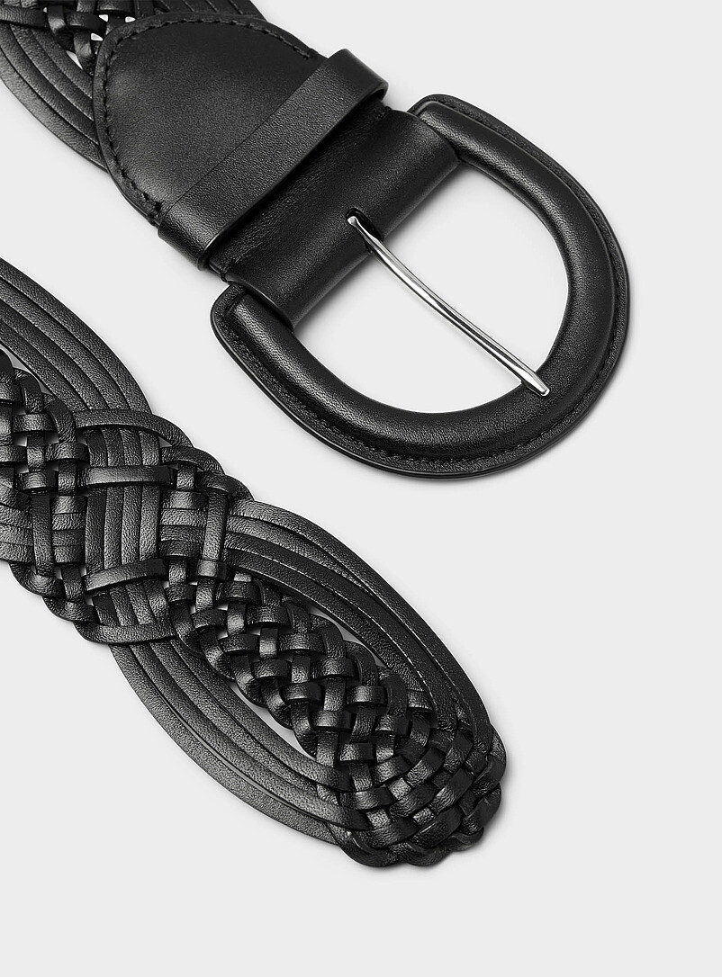 Covered D-buckle leather wide braided belt | Lauren Ralph  display picture 3