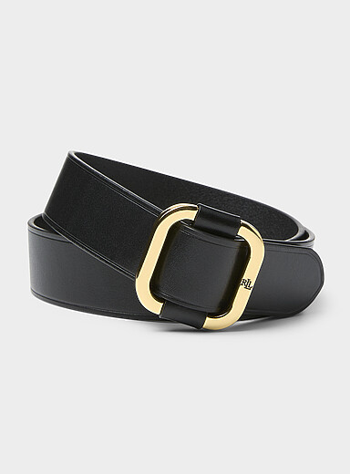 La large ceinture cuir boucle carr&eacute;e m&eacute;tallique