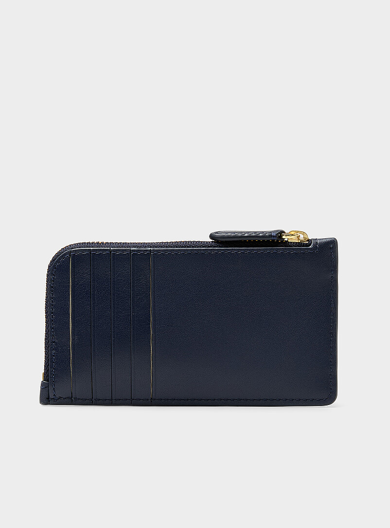 Lauren Ralph Lauren: Le porte-cartes cuir zipp&eacute; uni Noir pour femme
