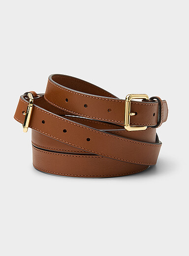 La double ceinture cuir boucles carr&eacute;es