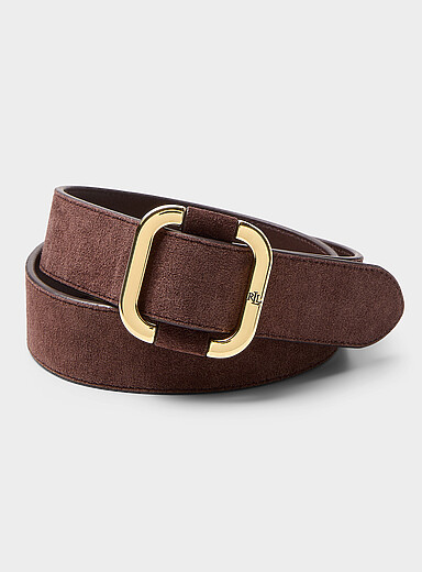 La ceinture su&egrave;de coulissante boucle carr&eacute;e dor&eacute;e