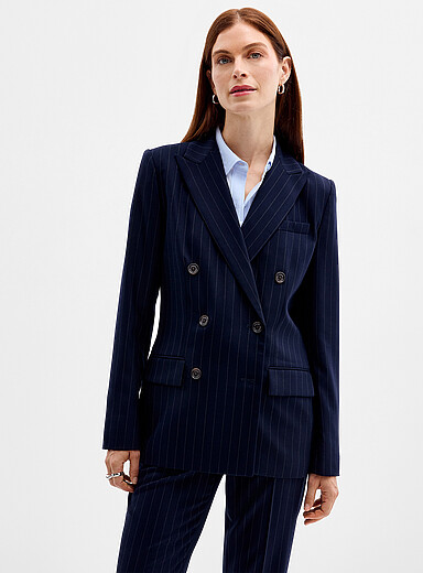 Lauren Ralph Lauren: Le veston marine rayures banquier Bleu marine - Bleu nuit pour femme