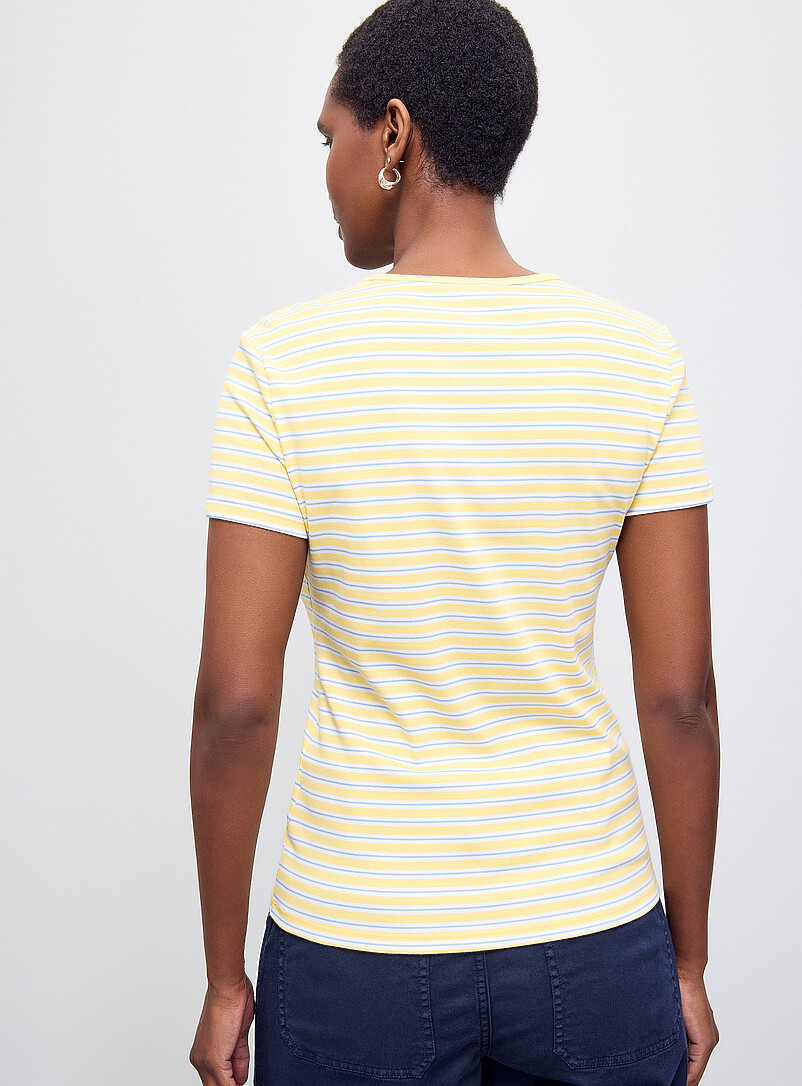 Lauren Ralph Lauren: Le t-shirt minic&ocirc;tes &agrave; rayures jaunes Jaune &agrave; motifs pour femme