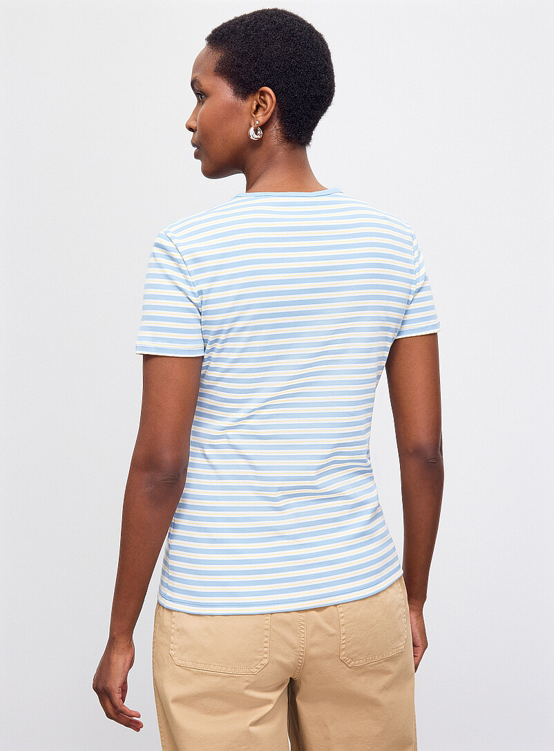 Lauren Ralph Lauren: Le t-shirt minic&ocirc;tes &agrave; rayures bleues Bleu &agrave; motifs pour femme