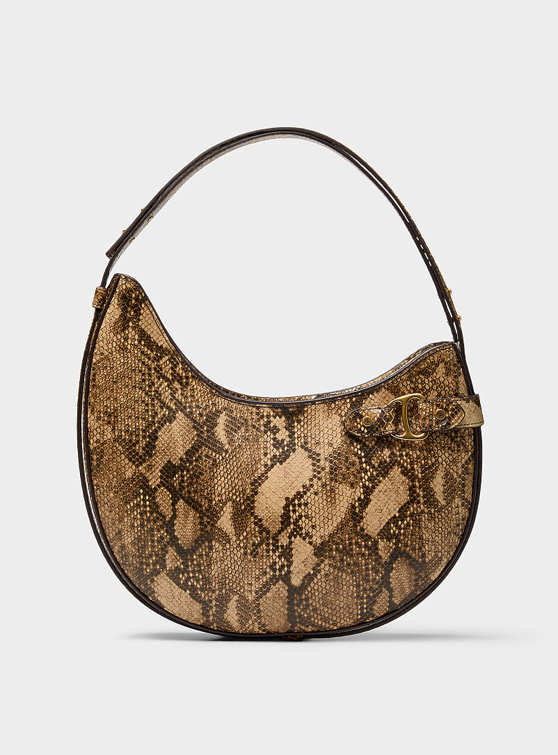 Tasha snakeskin leather rounded shoulder bag product image (primary)