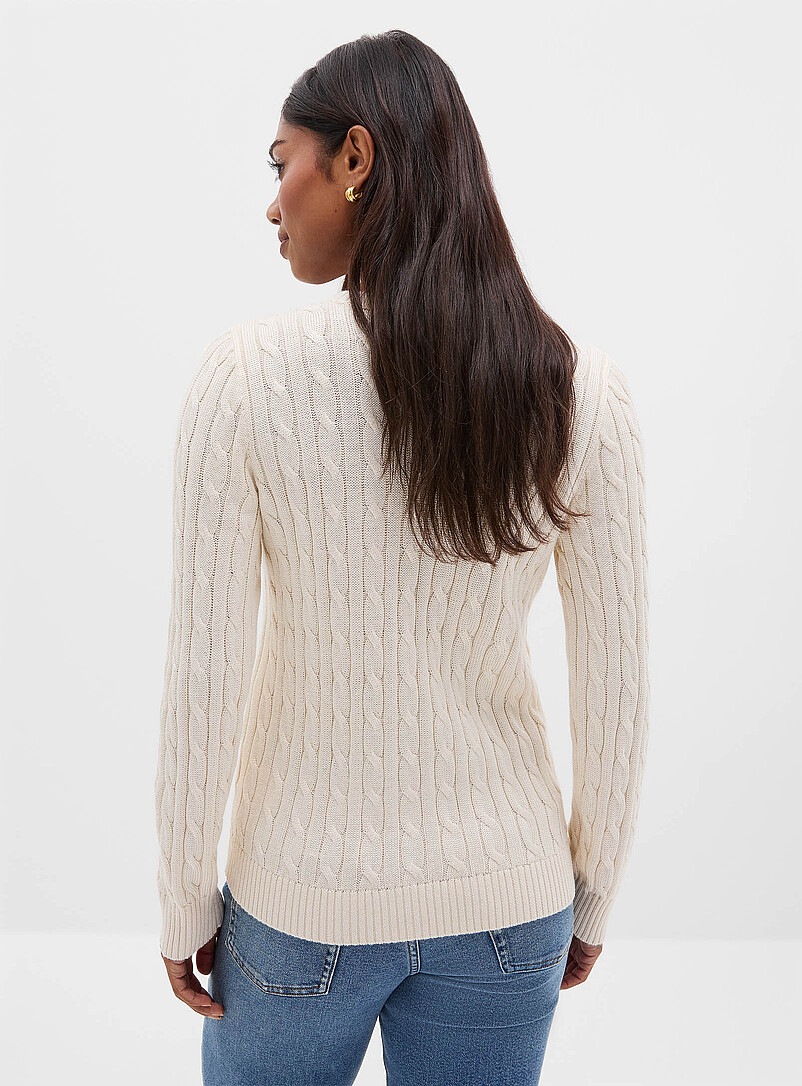 Signature embroidery soft cable-knit cardigan product image 3