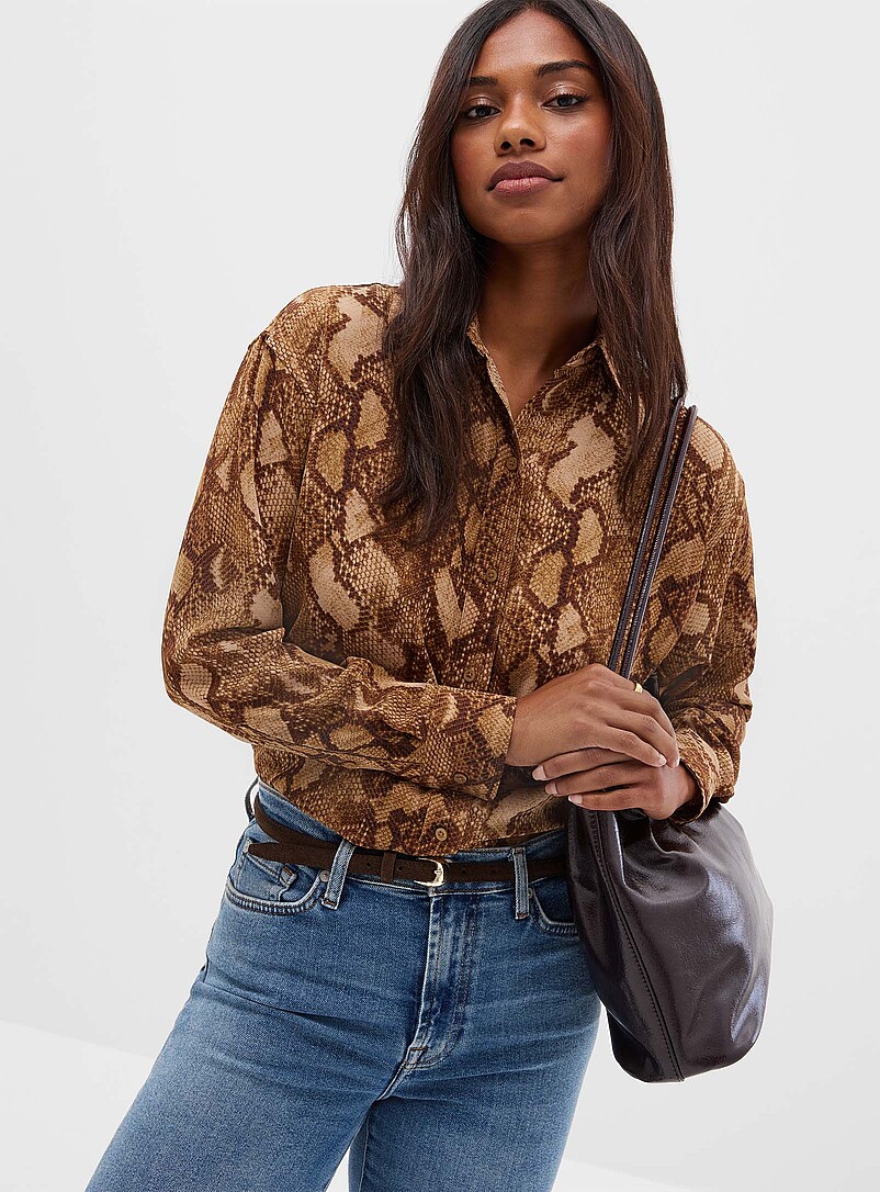 Snake-print chiffon blouse product image (primary)