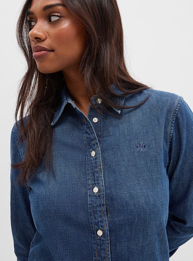 Embroidered logo denim shirt product image 2