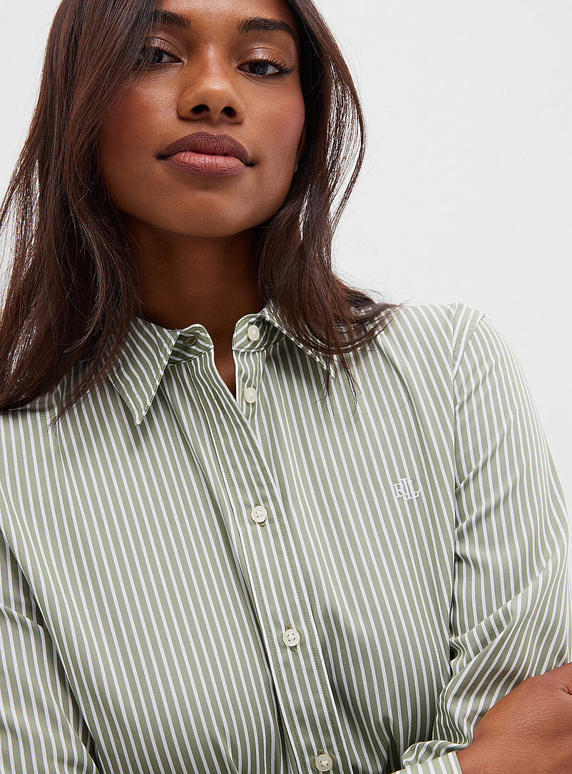 Striped sage poplin shirt product image 2