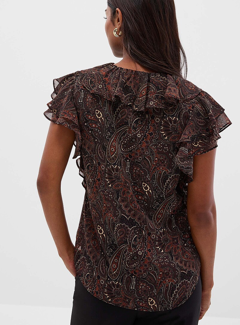 Paisley chiffon ruffle blouse product image 2