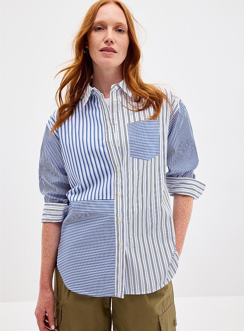 Block stripes poplin shirt product image (primary)