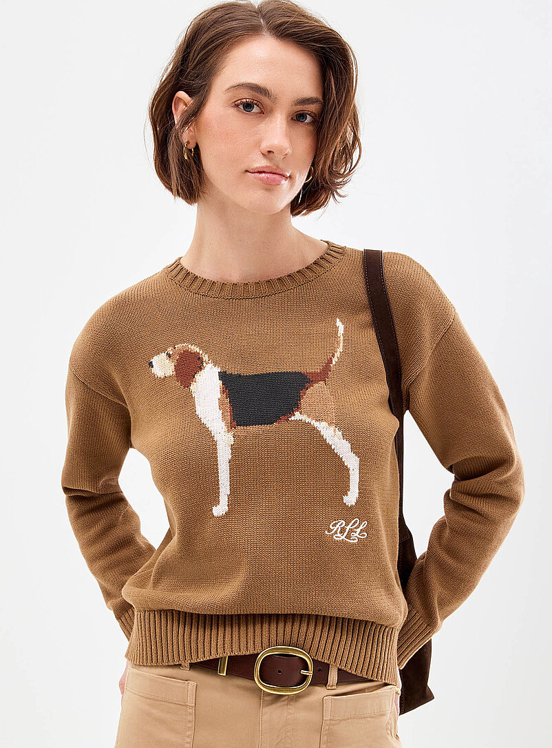 Pure cotton dog jacquard sweater product image (primary)