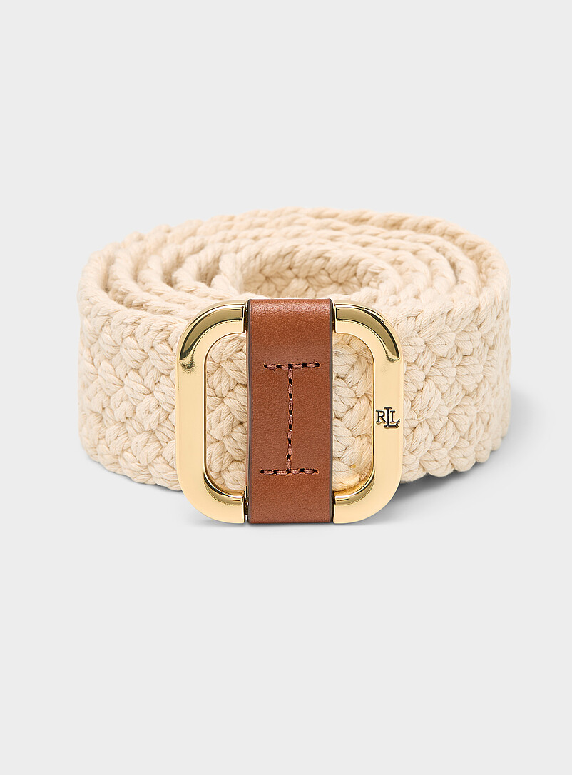 Square-Buckle Braided Cord Belt
