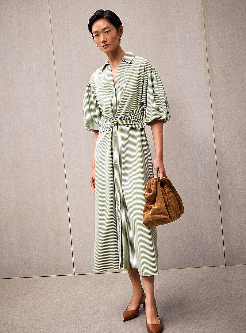 Tie-waist poplin shirtdress product image (primary)