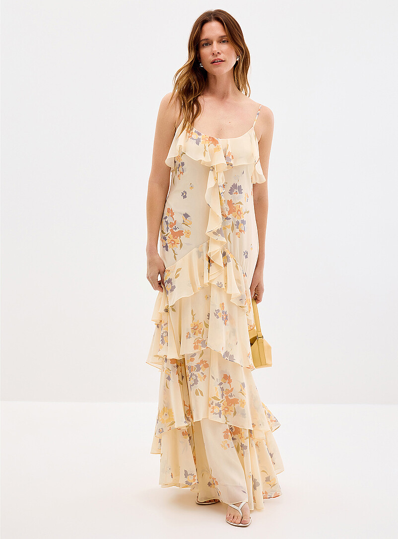 Floral breeze long ruffled dress product image (primary)