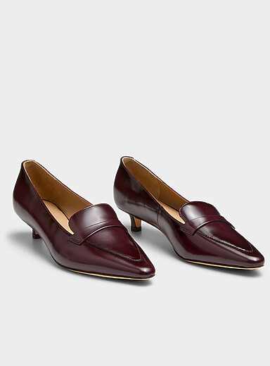L'escarpin fl&acirc;neur cuir glac&eacute; bordeaux Francesca Femme