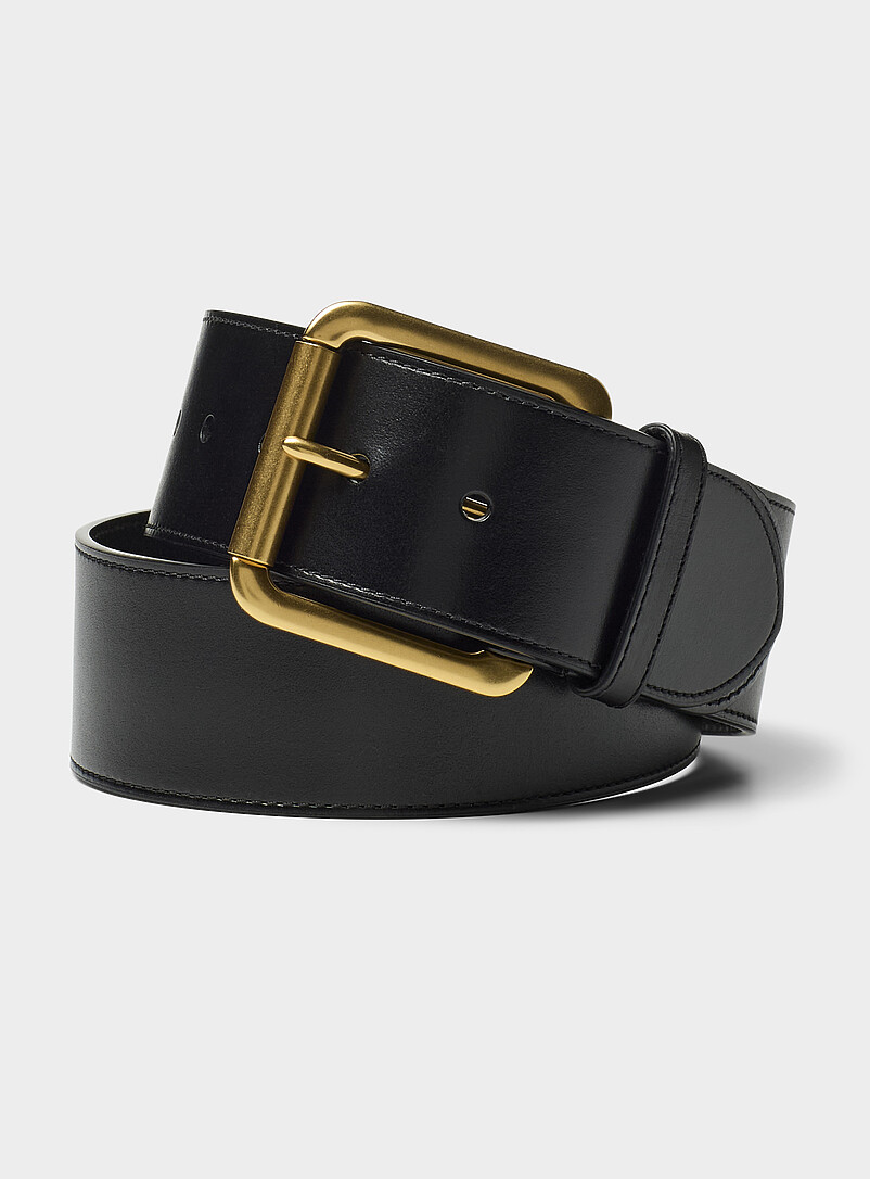 Square XL buckle wide leather belt product image (primary)