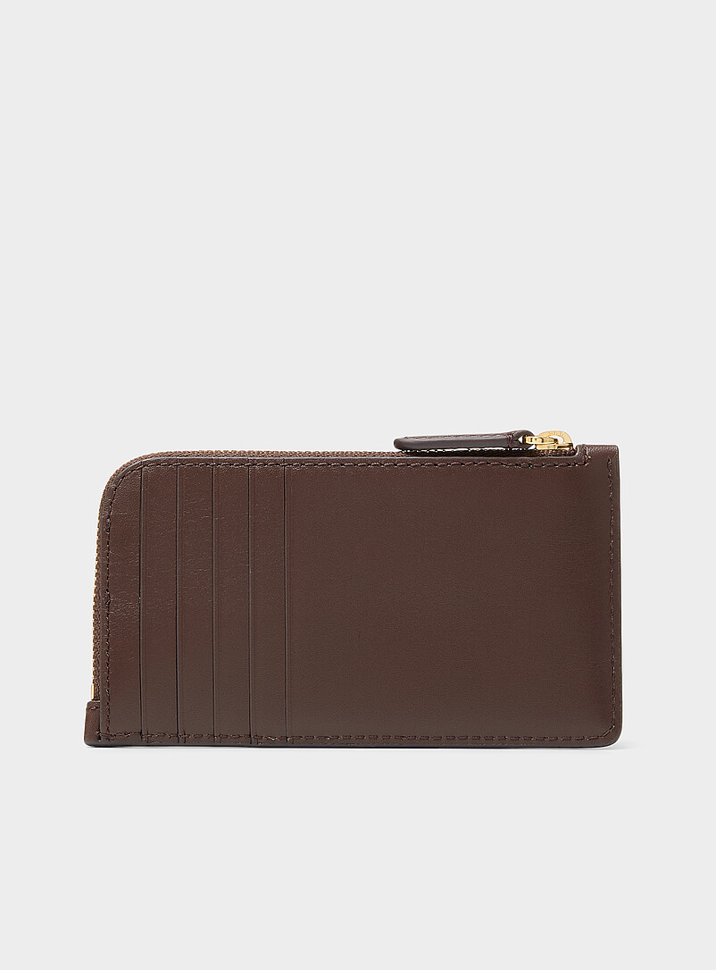 Brown leather zipped card holder product image 2