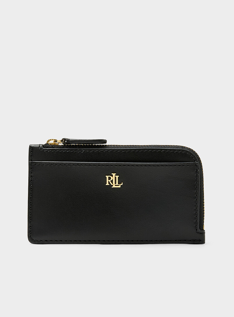 Solid Zipped Leather Card Holder
