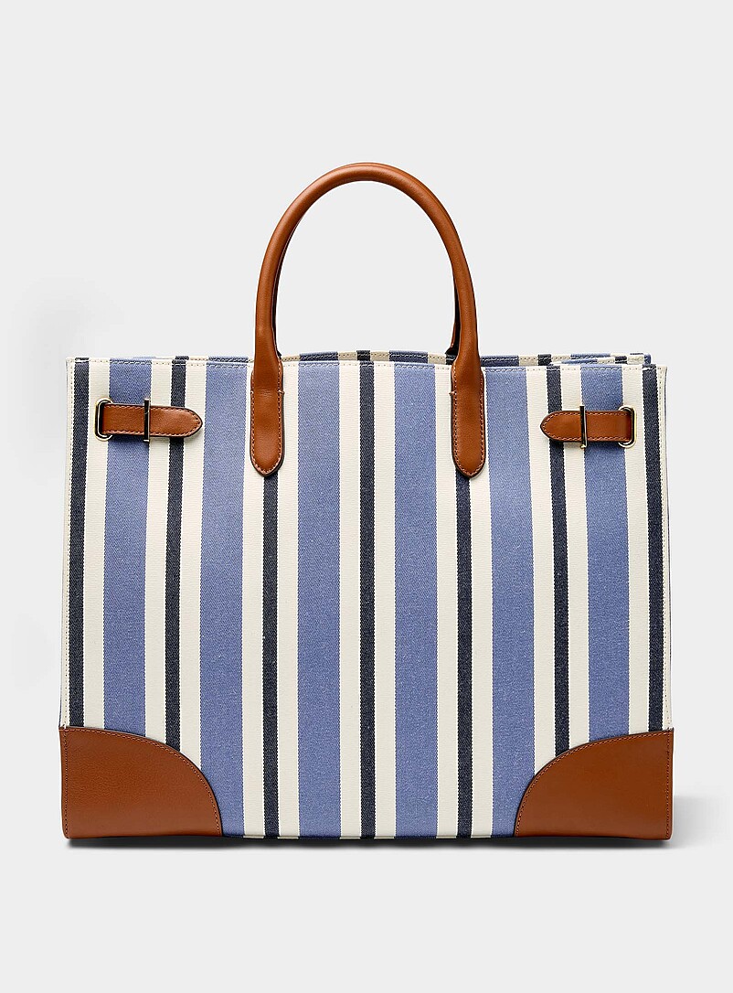 Devyn striped woven fabric tote bag product image (primary)
