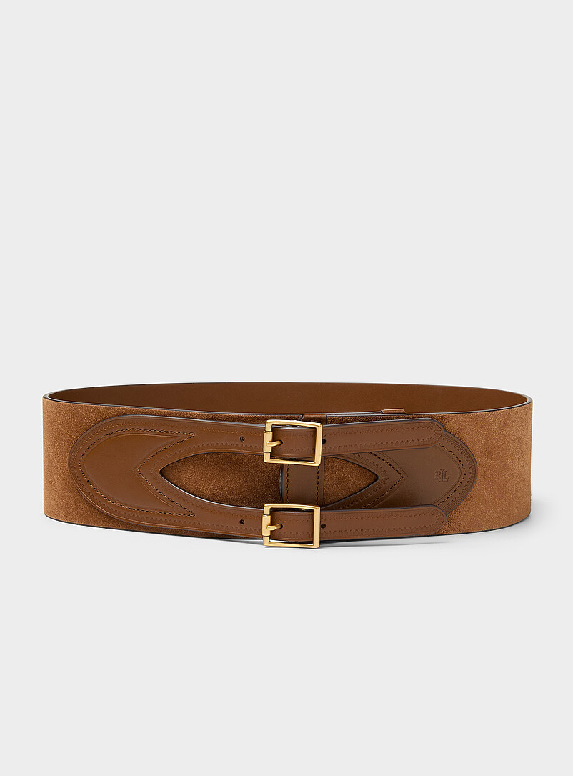 Wide suede and leather corset-like belt product image (primary)