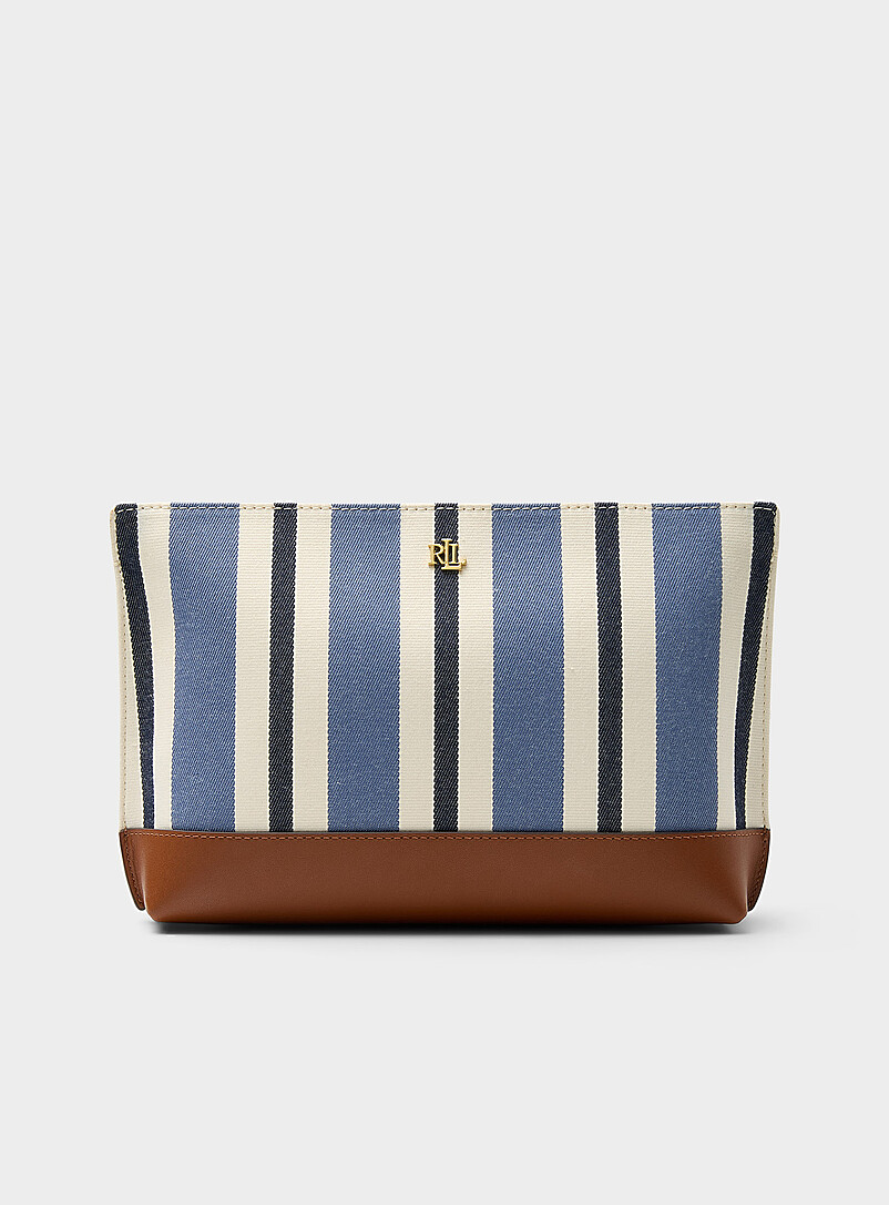 Seaside Stripe Woven Fabric Cosmetics Clutch